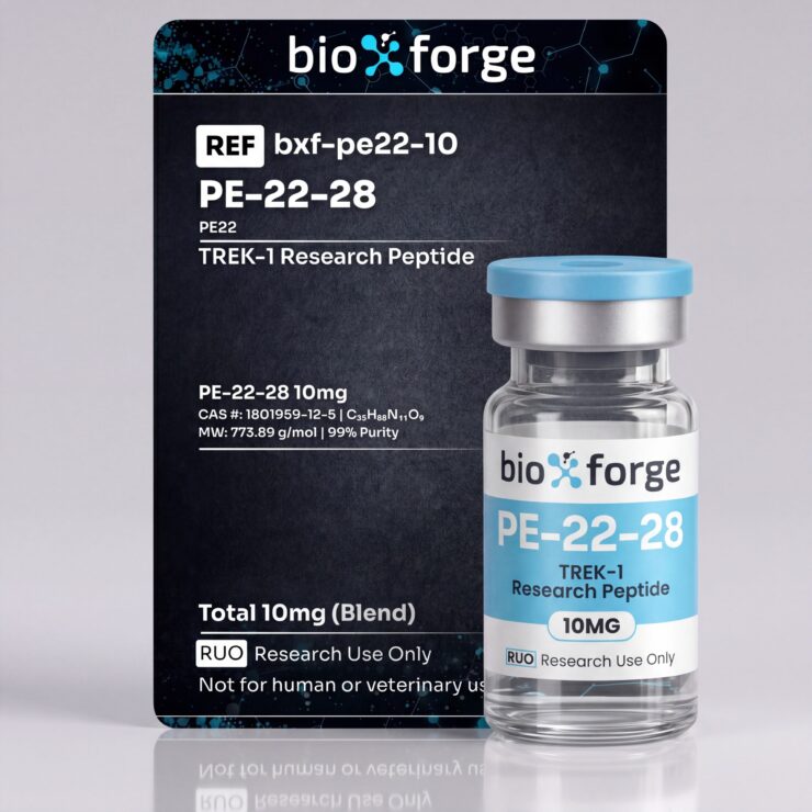 PE-22-28 10mg Product Card and Vial